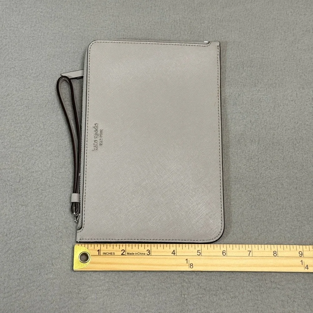 Kate Spade Wristlet Womens Large Gray Zip Clutch Bag Pouch